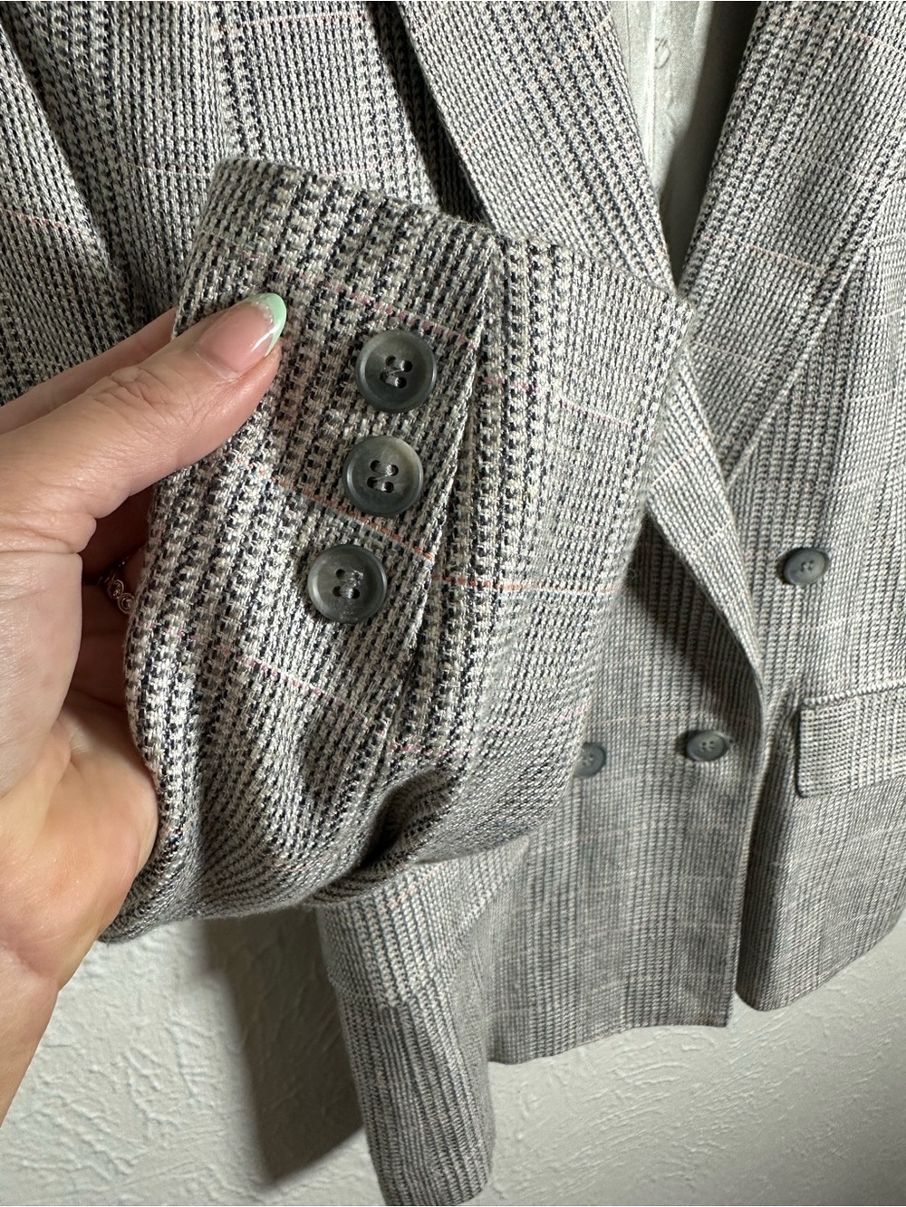 Christian Dior Jeune Homme Vintage Wool Blazer 4-6 Gray Plaid Double Breasted - Picture 3 of 11